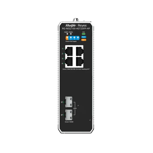 Ruijie Reeye RG-NIS2100-4GT2SFP-HP 4-Port Gigabit Cloud-Managed L2 Industrial Switch with 2×1G SFP